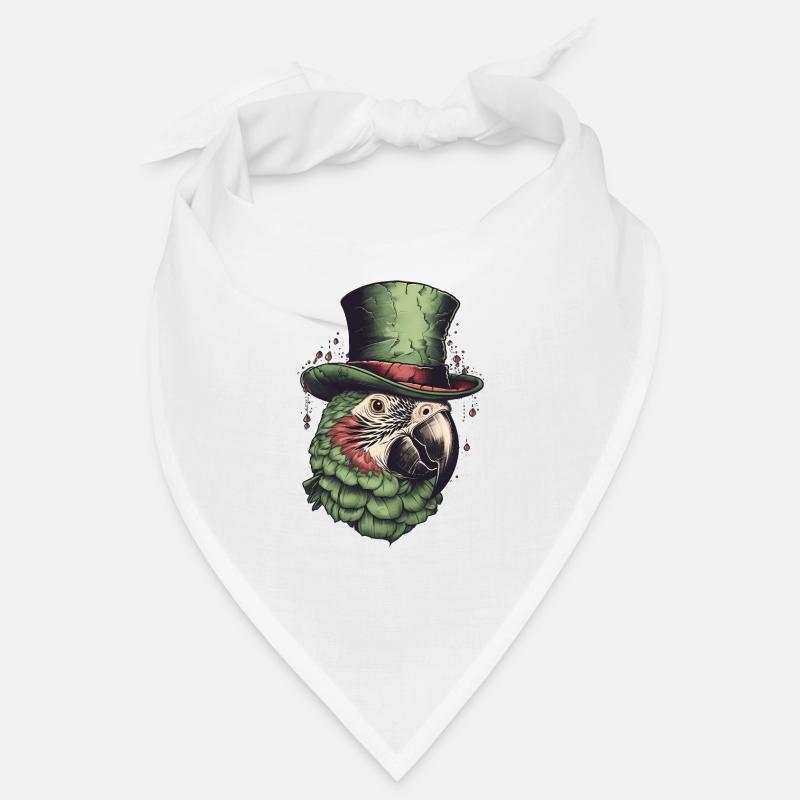 Ara vert cool avec chapeau haut de forme vert Bandana