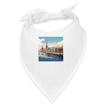 Verschneite Stadt Schnee Winter Wasser Hafen - Bandana - Weiß - Vorne