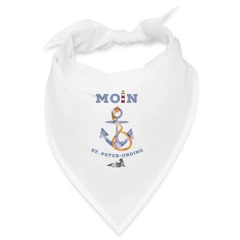 Moin St. Peter-Ording lustige Nordsee Robben Anker - Bandana - Weiß - Vorne