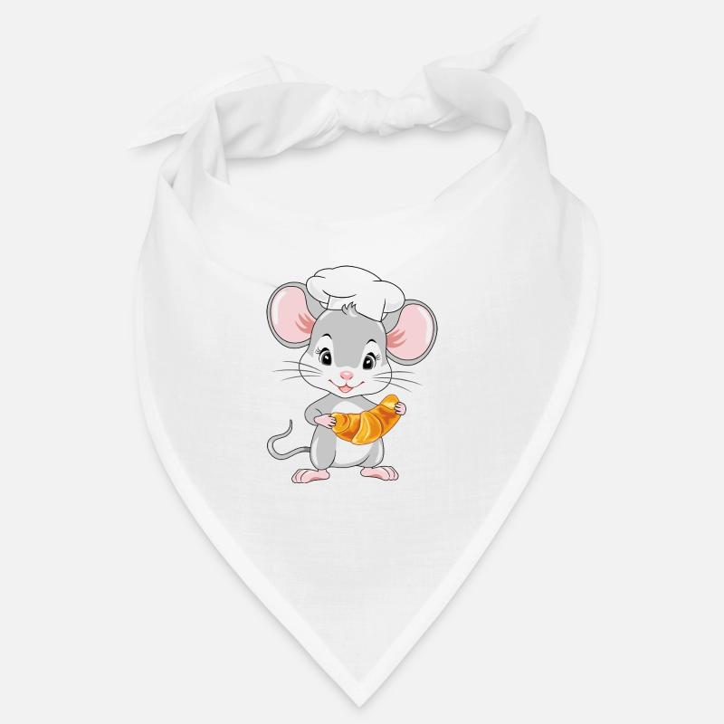 Souris de chef heureuse avec un croissant Bandana