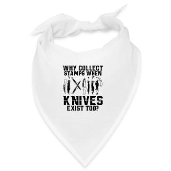 Geschenke für Messer Sammler | Antike Messer Hobby - Bandana - Weiß - Vorne