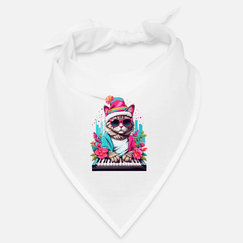 Chat mignon avec piano Bandana