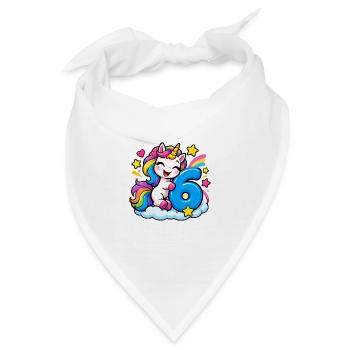 Regenbogen Unicorn Geburtstag 6 - Bandana - Weiß - Vorne