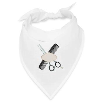 Friseurschere mit Kamm und Etikette - Bandana - Weiß - Vorne
