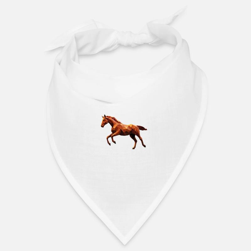 Braunes Pferd Low Poly Logo Design Fuchs Bandana
