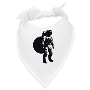 Astronaut auf dem Mond, Silhouette, Faszinierendes - Bandana - Weiß - Vorne