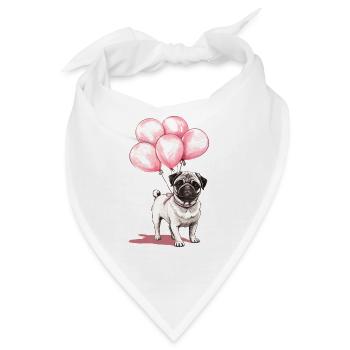 Mops und Luftballons - Bandana - Weiß - Vorne