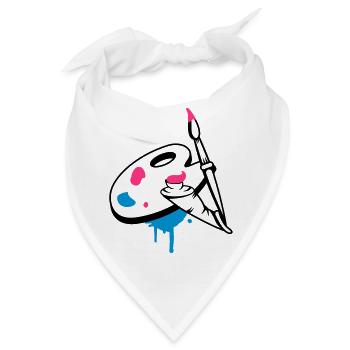 Pinsel,Farbe und Mischpalette - Bandana - Weiß - Vorne