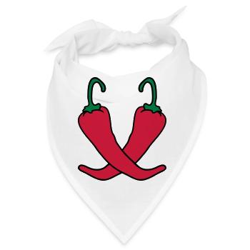 2 Chili Chilli Peperoni Scharf Hot - Bandana - Weiß - Vorne
