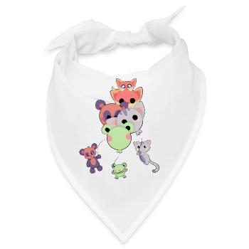 Süße Tiere Mit Ballonen - Bandana - Weiß - Vorne