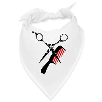 Schere- und Kammlogo für Friseursalon. - Bandana - Weiß - Vorne