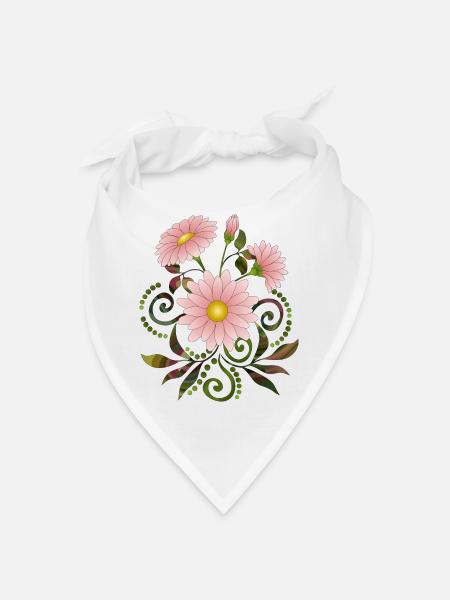 Blumen - Bandana - Weiß - Vorne