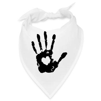 Stopp Hand links Herz Abdruck Print - Bandana - Weiß - Vorne