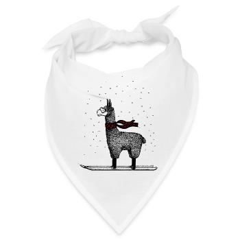 Lustiges und cooles Ski Lama für Skifahrer - Bandana - Weiß - Vorne