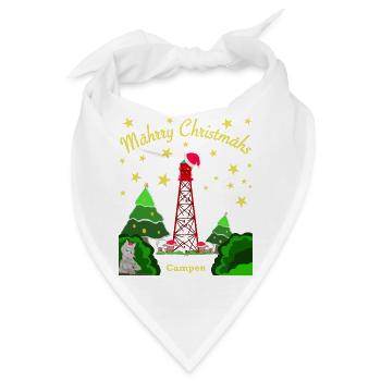 Weihnachten, Leuchtturm Campen, Kultiger Wolf - Bandana - Weiß - Vorne