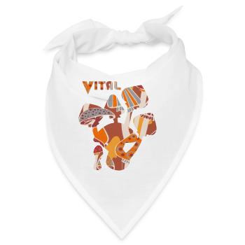 Vitalpilze, mushrooms in Erdtöne - Bandana - Weiß - Vorne