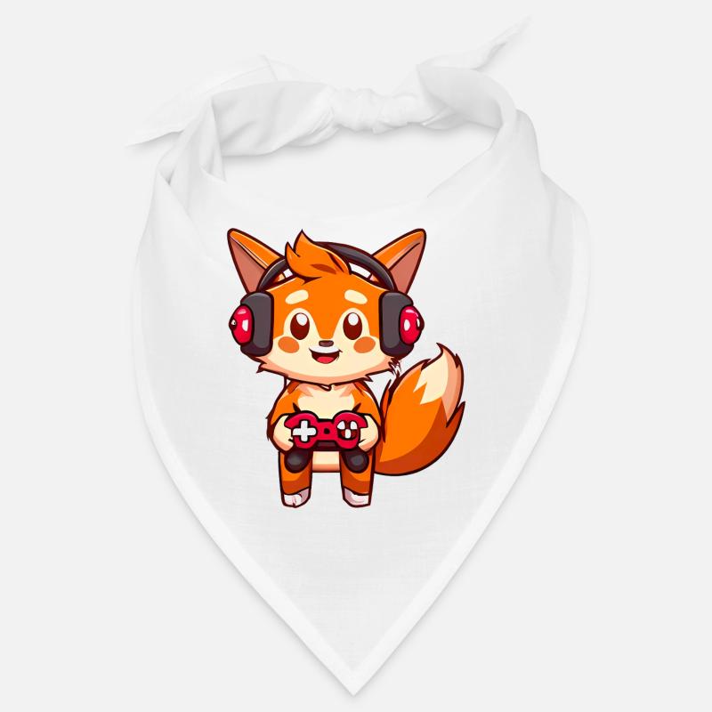 00237 roter Fuchs mit Kopfhörer und Controller Bandana