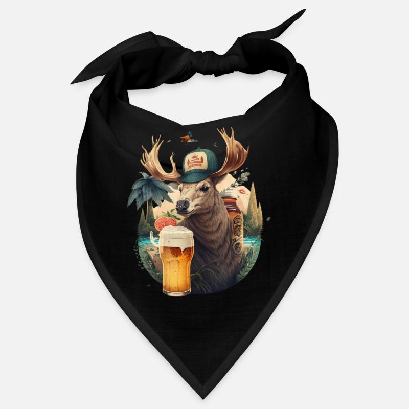 Drôle de cerf en vacances avec de la bière Bandana