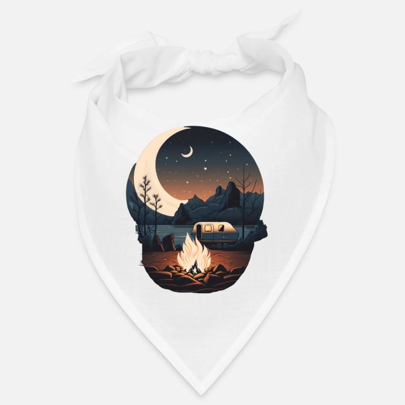 Camping by campfire and moonlight - Bandana - white