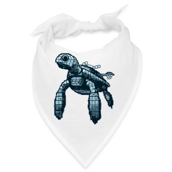 Schildkröte in retro 8 Bit Optik minimalistisch - Bandana - Weiß - Vorne