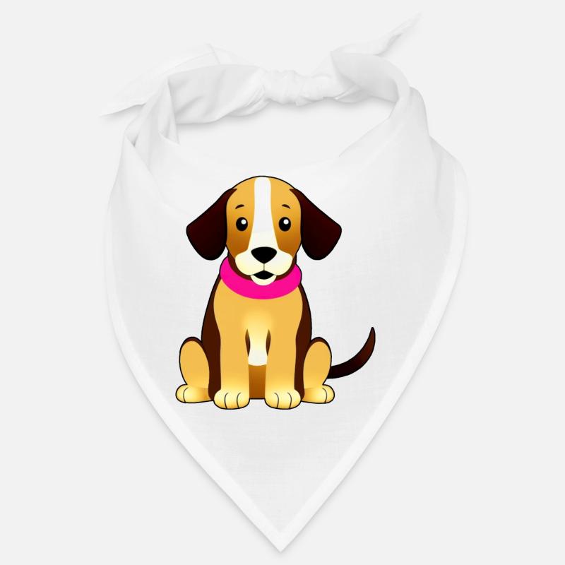 Brauner süßer Hund, sitzend - Bandana - Weiß