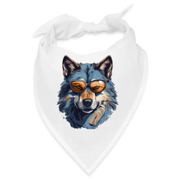 Grauer Wolf im Streetstyle | Wolfsliebhaber - Bandana - Weiß - Vorne