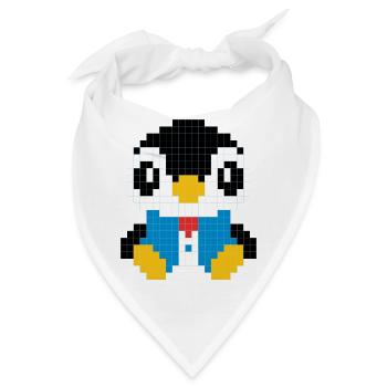 Ein Pinguin im pixeligen Anzug - Bandana - Weiß - Vorne