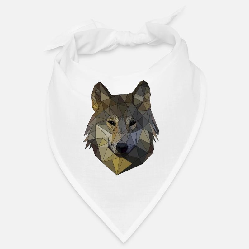 Polygon Wolf dreieckige Mosaik Formen Polyart - Bandana - Weiß