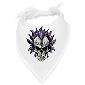 Punk Skull – Purple Mohawk - Bandana - Weiß - Vorne