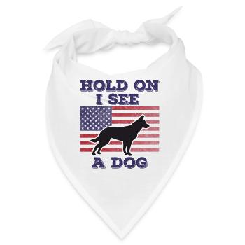 Hund Amerikanische Flagge Lustiges Originalgeschenk - Bandana - Weiß - Vorne