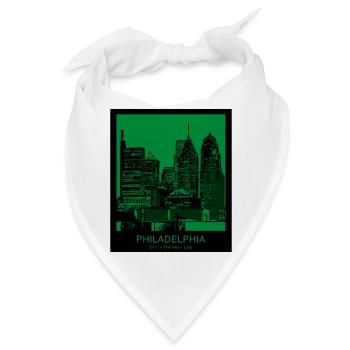 Philadelphia Skyline Grün Edition - Bandana - Weiß - Vorne