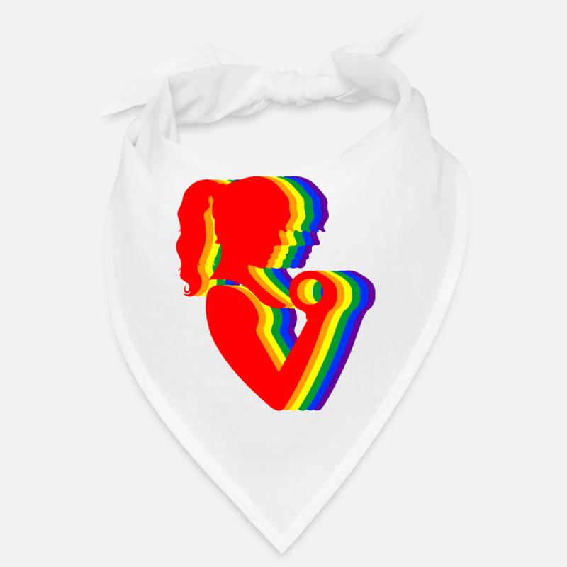 Regenbogen Silhouette Frau mit Hantel Bandana