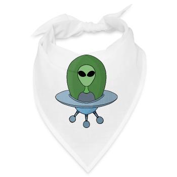Alien in seinem kleinen Raumschiff - Bandana - Weiß - Vorne