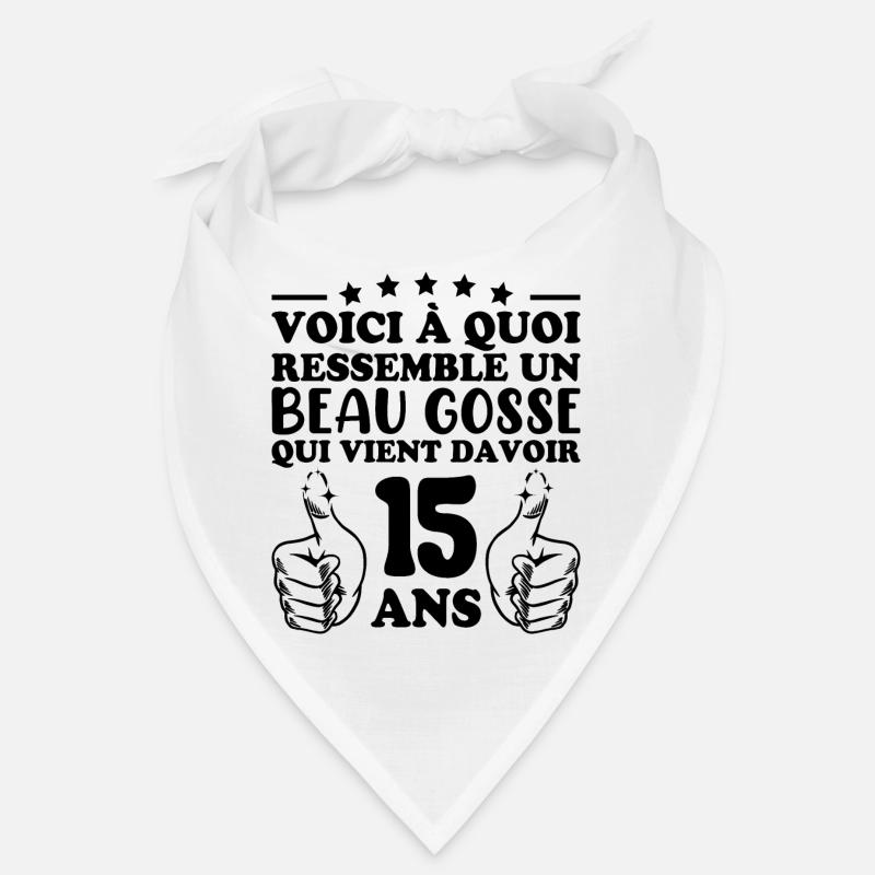 15 Years Old Gift Idea Humor Birthday Handsome Kid Bandana