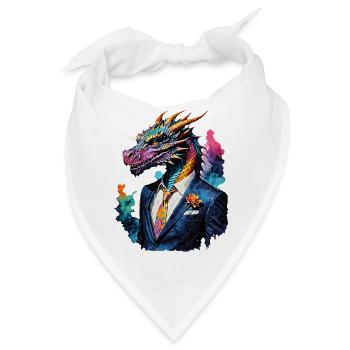 Drache im Anzug - Bandana - Weiß - Vorne