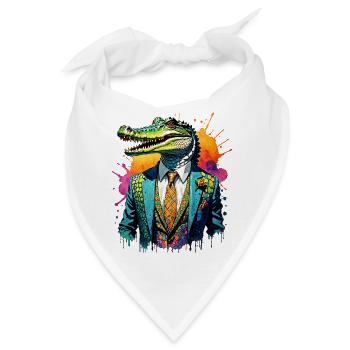 Krokodil im Anzug - Bandana - Weiß - Vorne