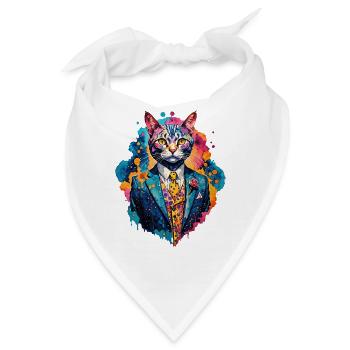 Katze im Anzug - Bandana - Weiß - Vorne