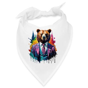 Bär im Anzug - Bandana - Weiß - Vorne