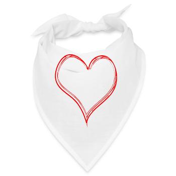 Herz Kontur - Bandana - Weiß - Vorne