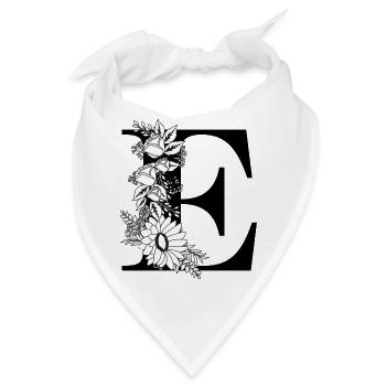 Schwarz-weißer Blumenbuchstabe e - Bandana - Weiß - Vorne