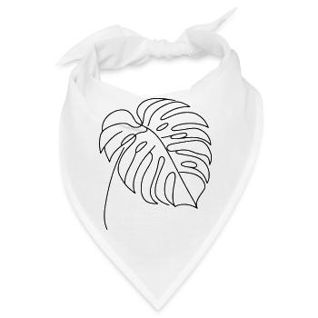 Monstera Blatt Schwarz - Bandana - Weiß - Vorne