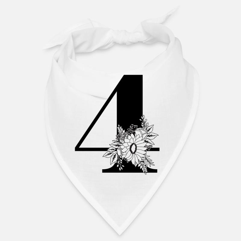 Numéro 4 floral noir -4e anniversaire floral Bandana