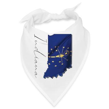 Indiana State Flagge in Indiana State Landkarte IN - Bandana - Weiß - Vorne