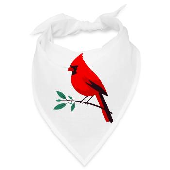 Knalliger Kardinal auf Zweig - Bandana - Weiß - Vorne