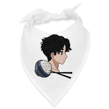 Reis Manga Anime Boy Rice Bowl Comic Stäbchen - Bandana - Weiß - Vorne