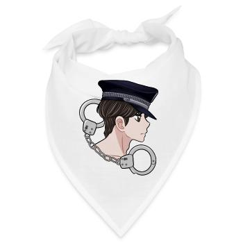 Police Polizei Manga Anime Handschellen Polizist - Bandana - Weiß - Vorne