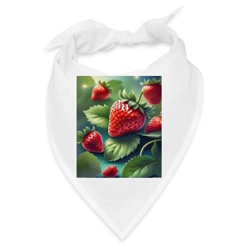 Ein Haufen frisch gepflückter Erdbeeren - Bandana - Weiß - Vorne