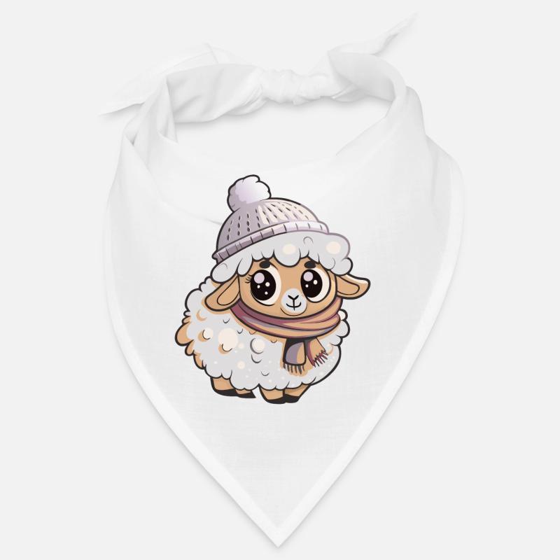 Mouton mignon avec écharpe et chapeau à pompon. Bandana