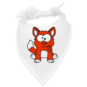 Hund Fuchs Lustige Grimasse Schielen Zunge Raus - Bandana - Weiß - Vorne