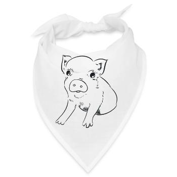 Ferkel, Grafik schwarz-weiss - Bandana - Weiß - Vorne